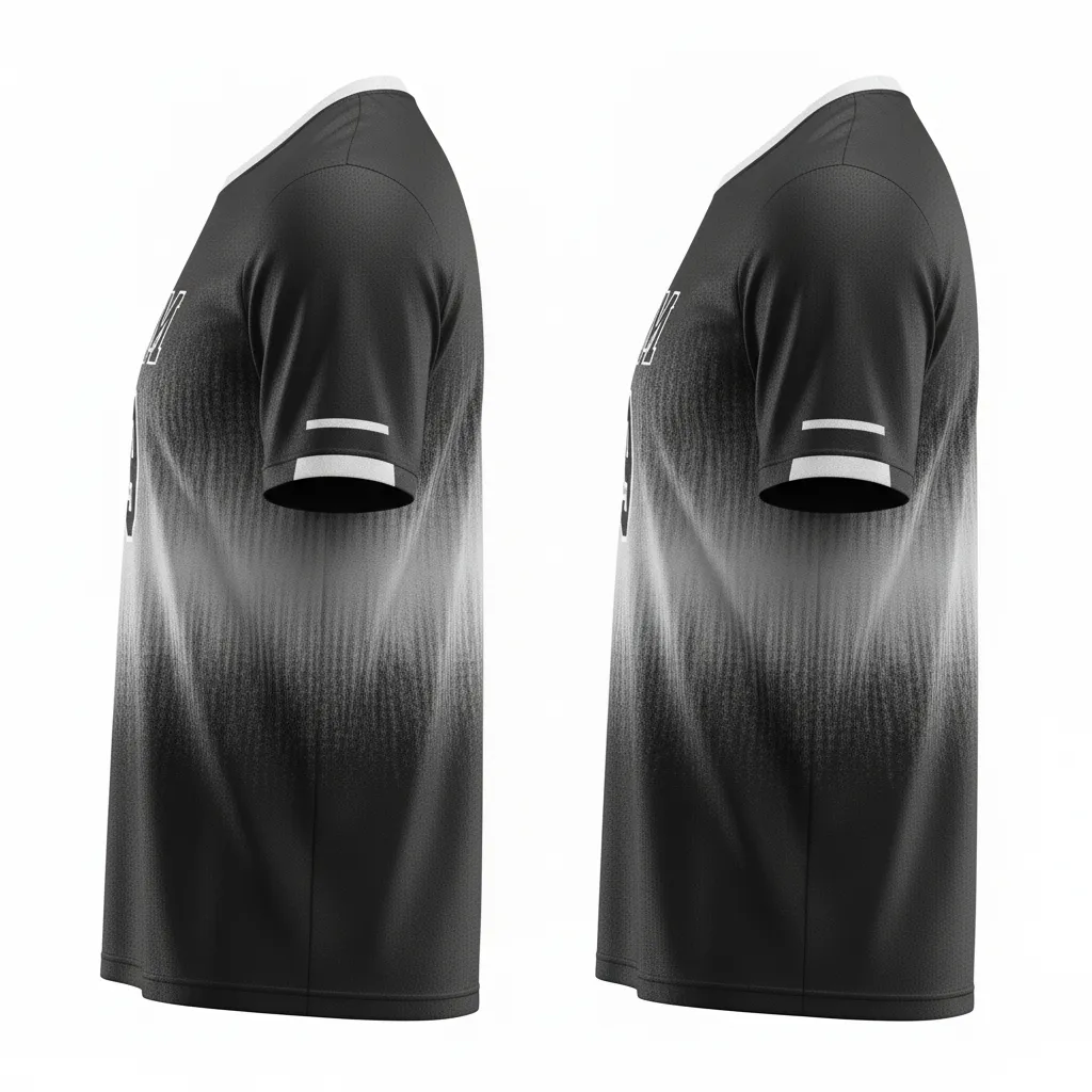 Custom Volleyball Short Sleeve Volleyball Jersey - Black, Silver - Metallic Fade - Side View - Kinexa Sportswear