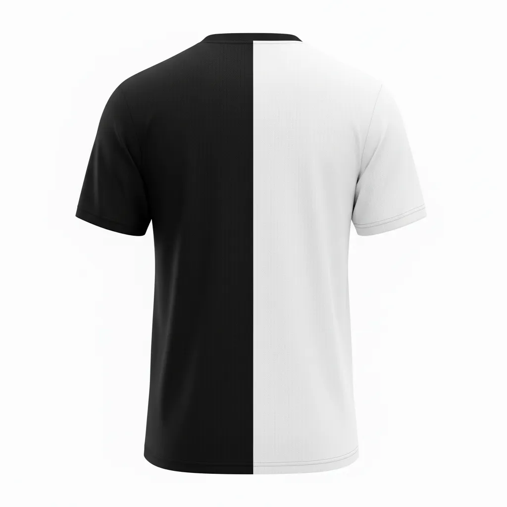 Custom Volleyball Short Sleeve Volleyball Jersey - Black, White - Half And Half - Back View - Kinexa Sportswear