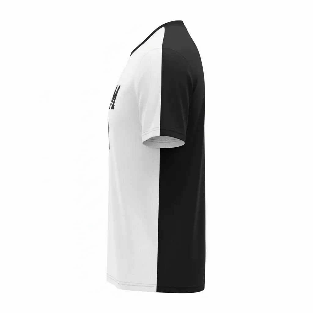 Custom Volleyball Short Sleeve Volleyball Jersey - Black, White - Half And Half - Side View - Kinexa Sportswear