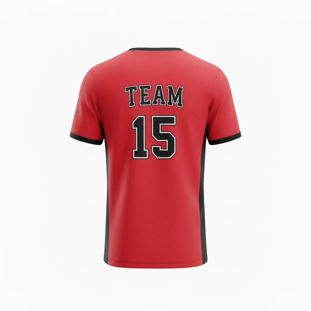 Custom Volleyball Short Sleeve Volleyball Jersey - Red, Black - Cardinal Slash Design - Back View - Kinexa Sportswear