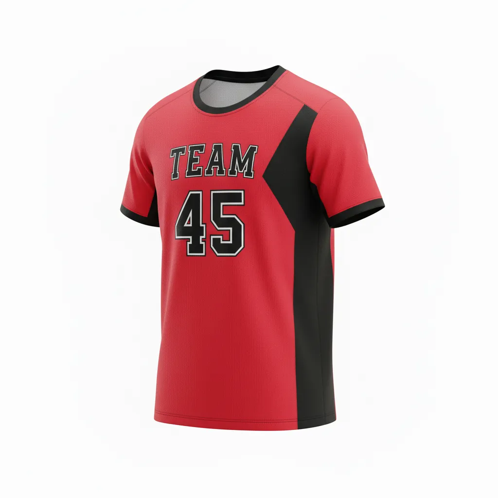 Custom Volleyball Short Sleeve Volleyball Jersey - Red, Black - Cardinal Slash Design - Front View - Kinexa Sportswear