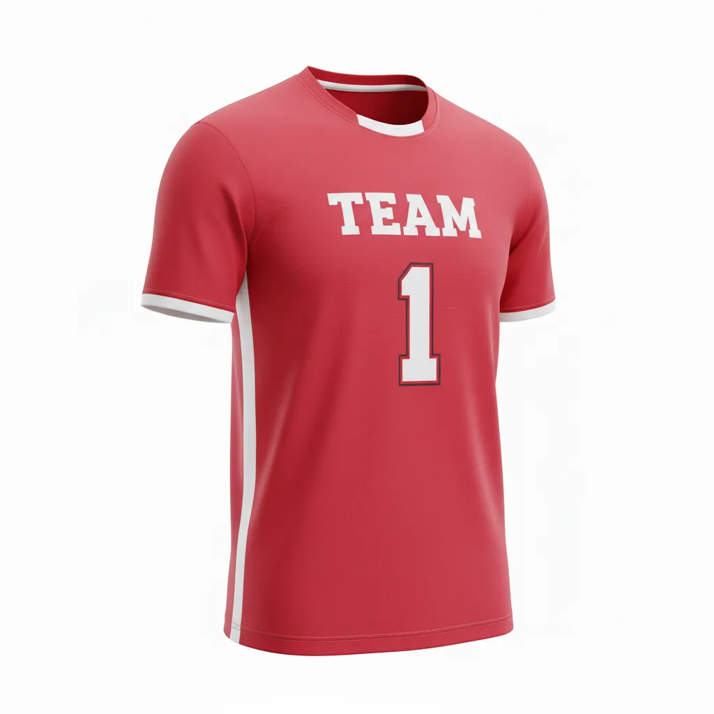 Custom Volleyball Short Sleeve Volleyball Jersey - Red, White - Cardinal Minimalist Accent - Front View - Kinexa Sportswear