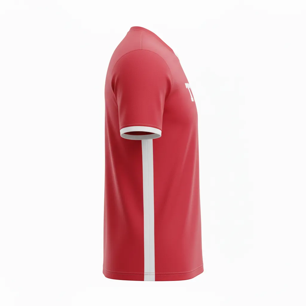 Custom Volleyball Short Sleeve Volleyball Jersey - Red, White - Cardinal Minimalist Accent - Side View - Kinexa Sportswear