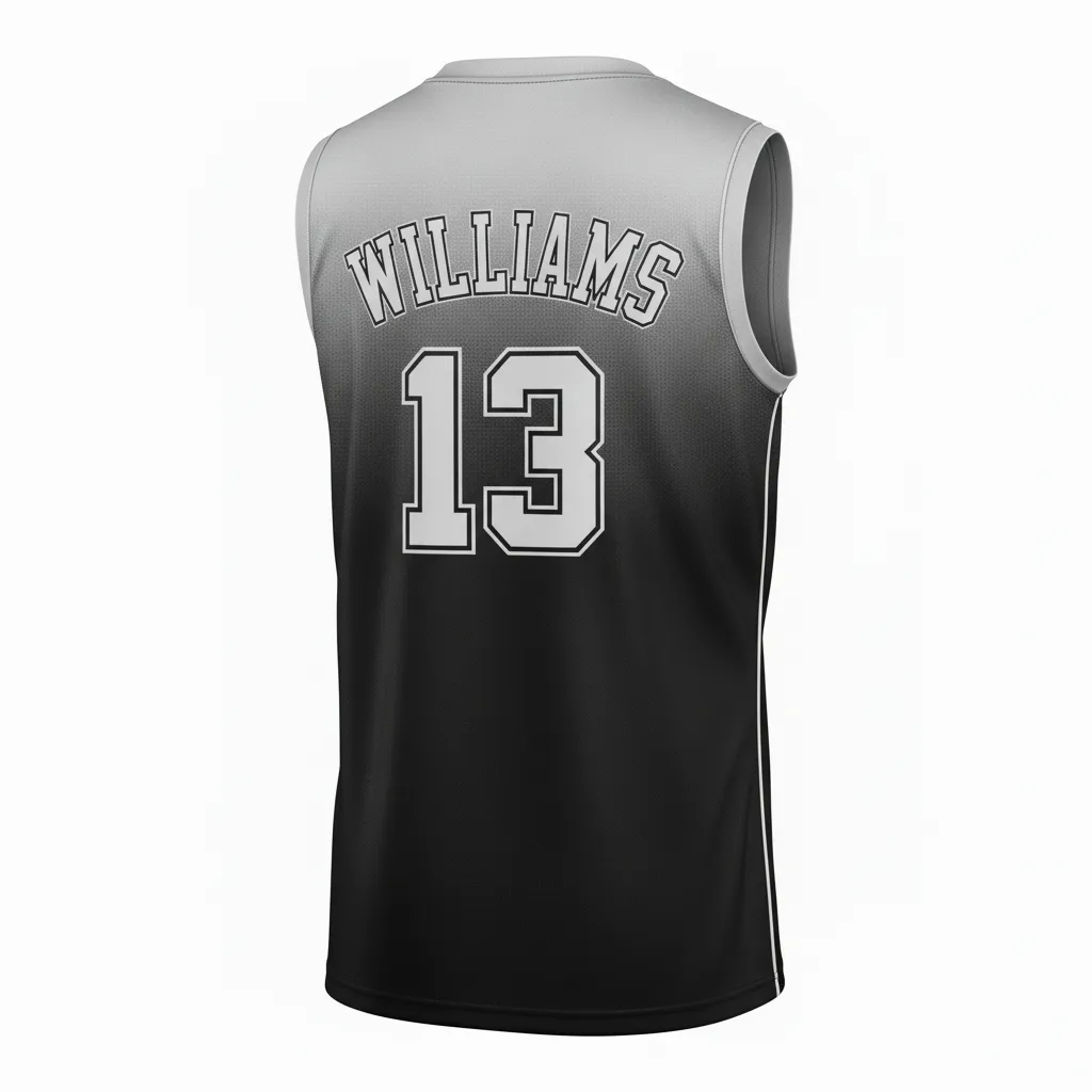 Custom Volleyball Sleeveless Jersey - Black, Silver - Metallic Fade - Back View - Kinexa Sportswear