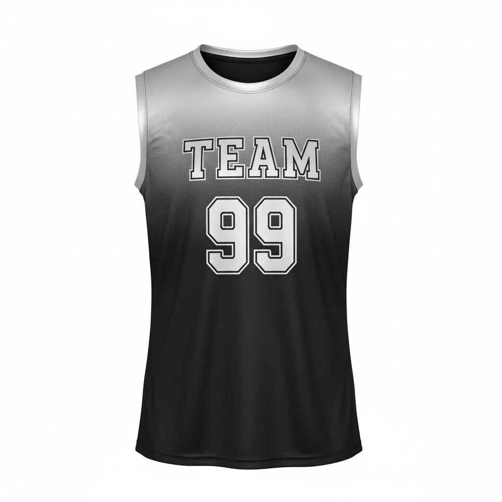 Custom Volleyball Sleeveless Jersey - Black, Silver - Metallic Fade - Front View - Kinexa Sportswear