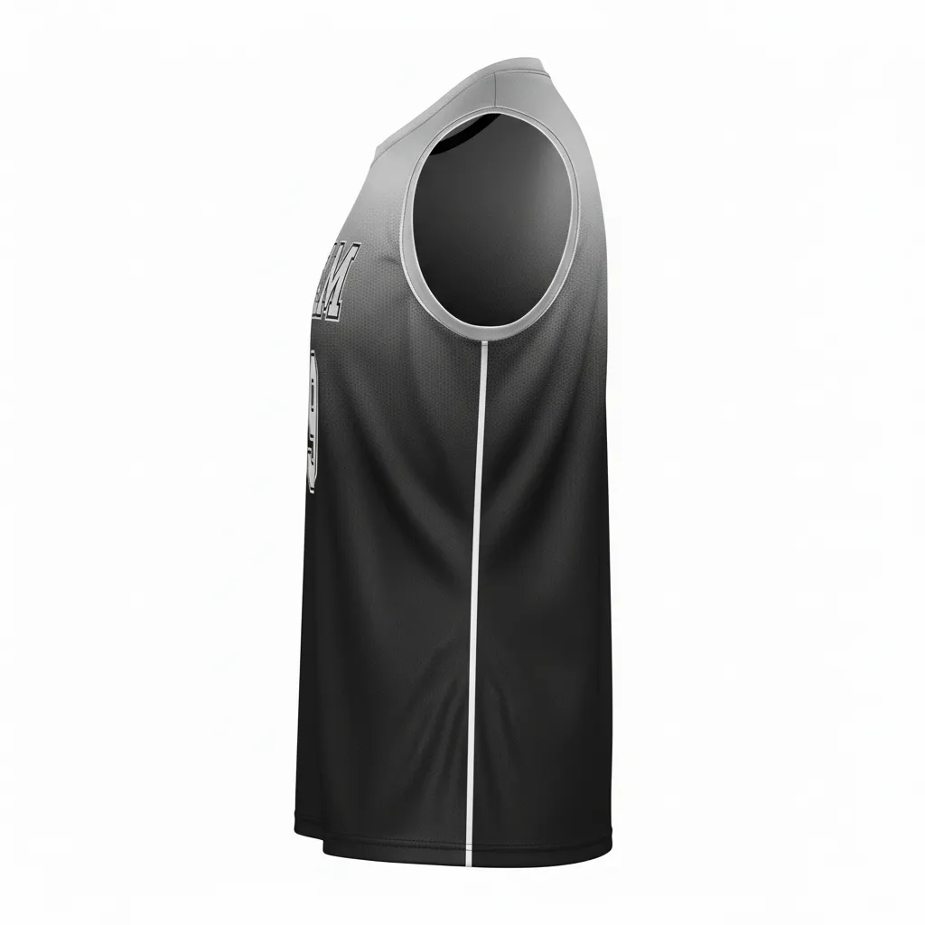 Custom Volleyball Sleeveless Jersey - Black, Silver - Metallic Fade - Side View - Kinexa Sportswear
