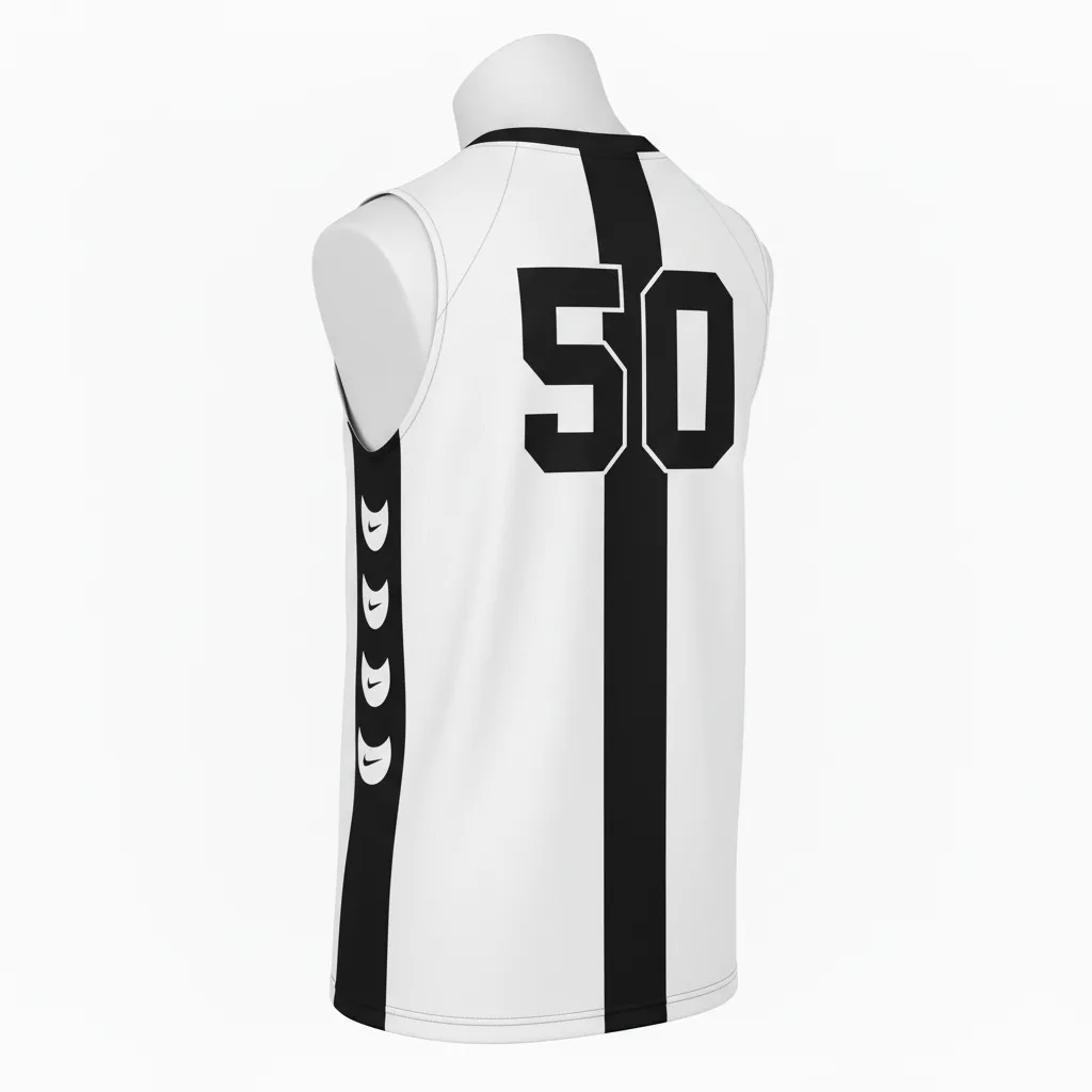 Custom Volleyball Sleeveless Jersey - Black, White - Half And Half - Back View - Kinexa Sportswear
