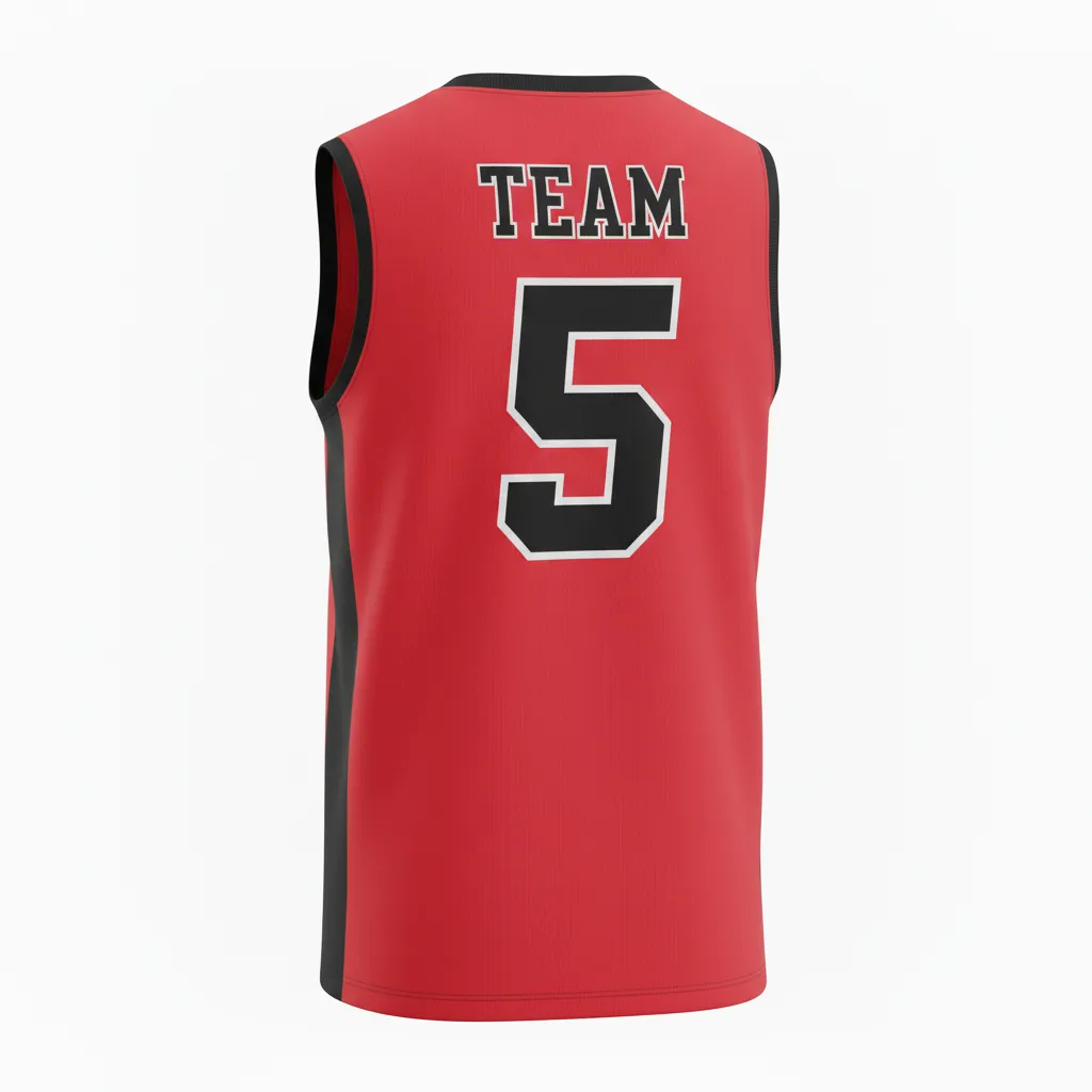 Custom Volleyball Sleeveless Jersey - Red, Black - Cardinal Slash Design - Back View - Kinexa Sportswear