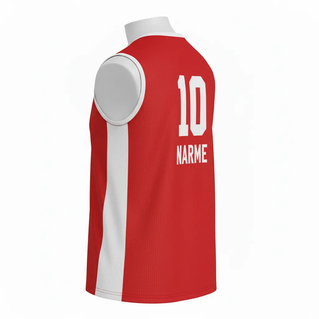 Custom Volleyball Sleeveless Jersey - Red, White - Cardinal Minimalist Accent - Back View - Kinexa Sportswear