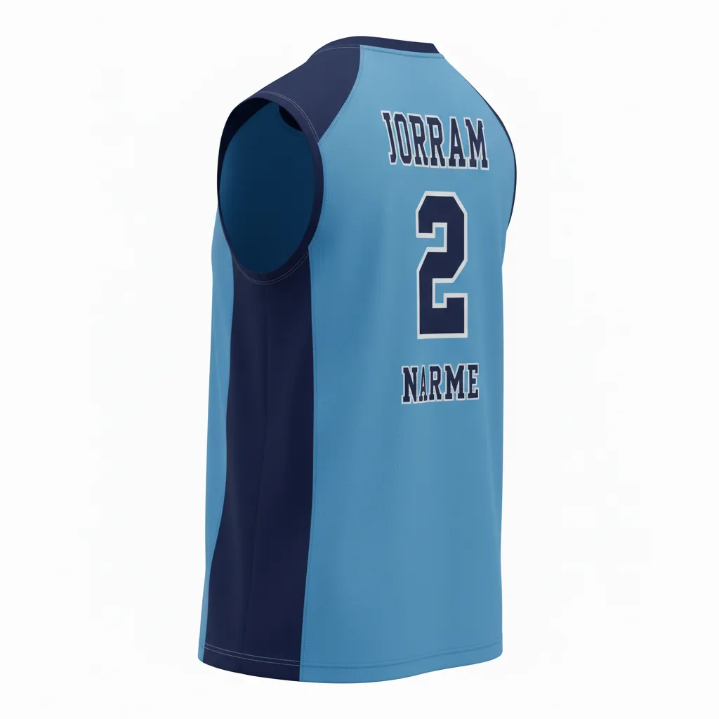 Custom Volleyball Sleeveless Jersey - Blue, Navy - Columbia Color Block - Back View - Kinexa Sportswear