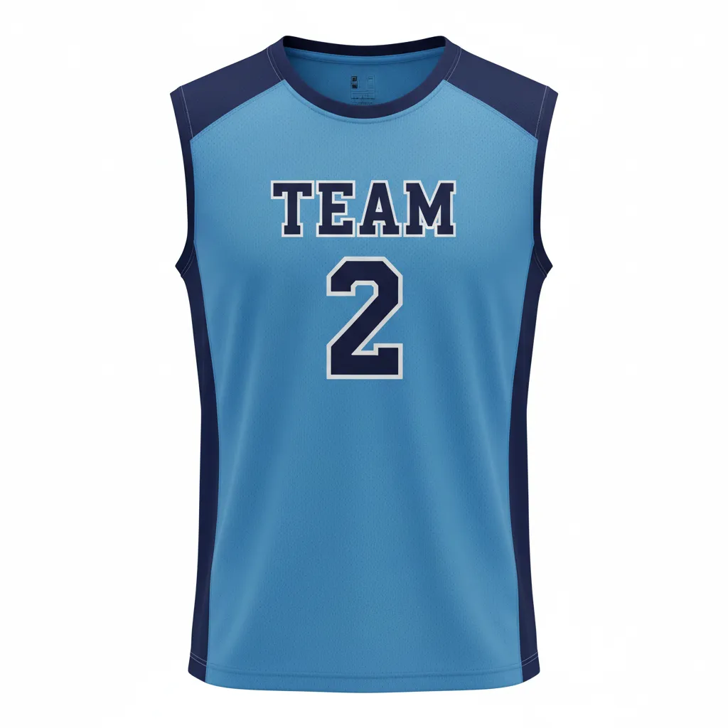 Custom Volleyball Sleeveless Jersey - Blue, Navy - Columbia Color Block - Front View - Kinexa Sportswear