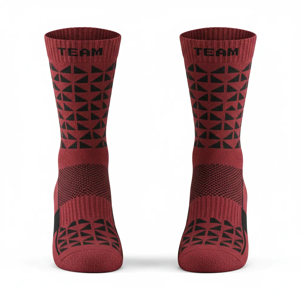 Custom Volleyball Socks - Red, Black - Athletic Geometric Triangles - Front View - Kinexa Sportswear