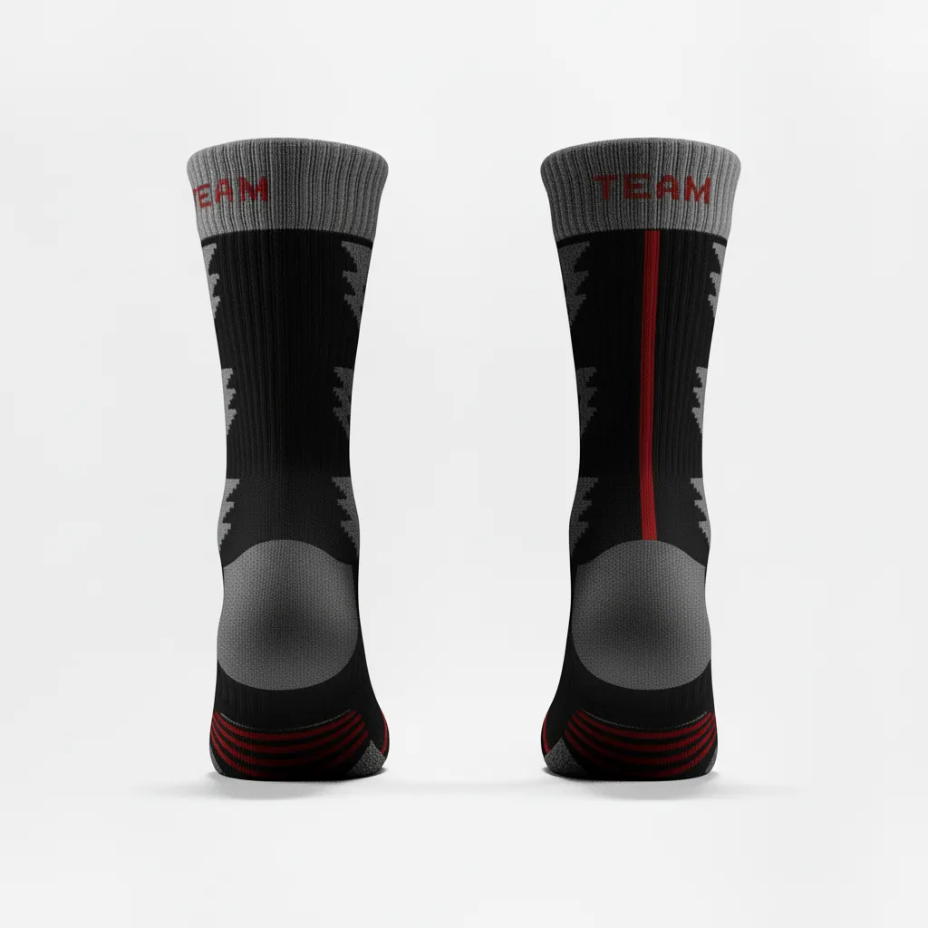 Custom Volleyball Socks - Black, Red - Athletic Edge Design - Back View - Kinexa Sportswear