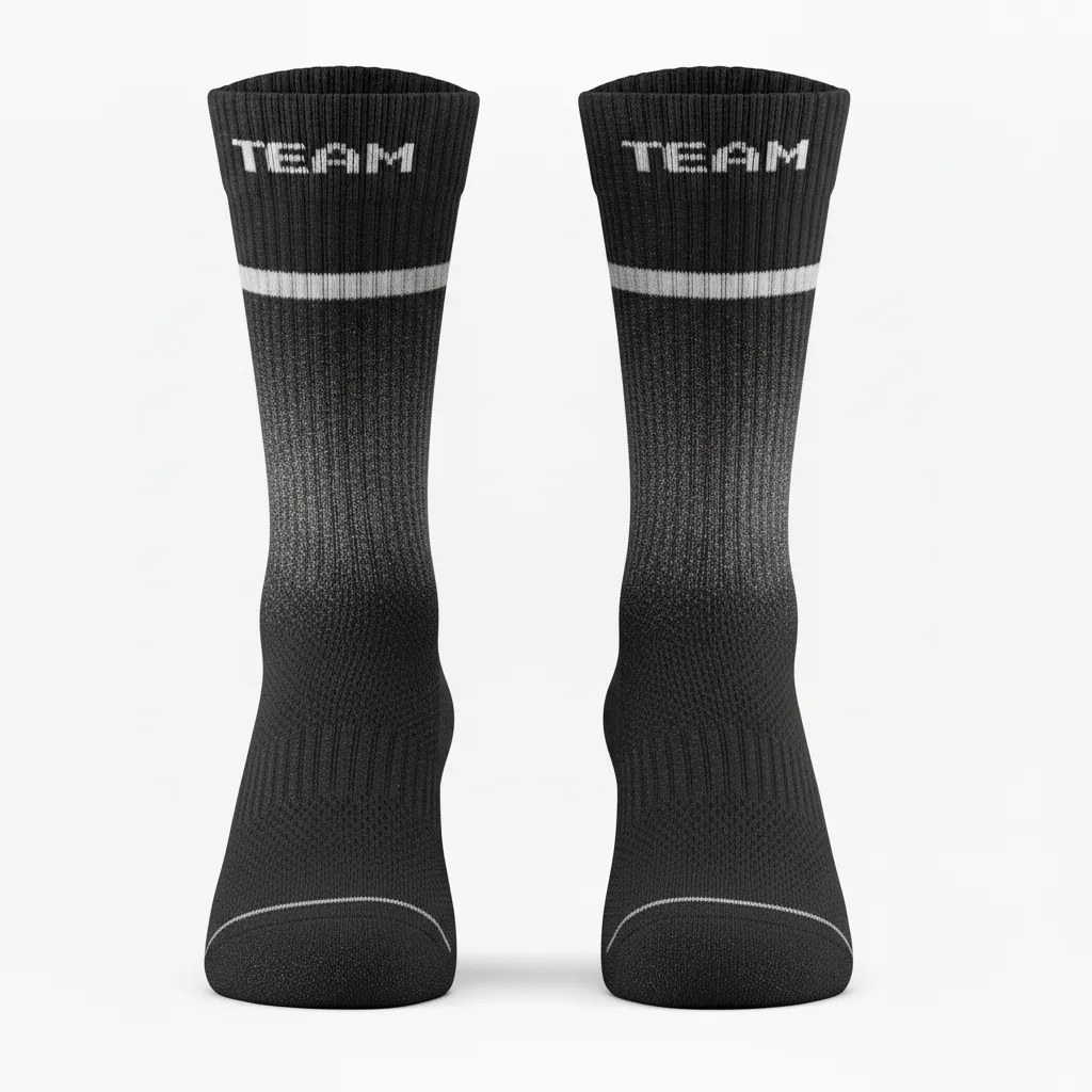 Custom Volleyball Socks - Black, Silver - Metallic Fade - Front View - Kinexa Sportswear