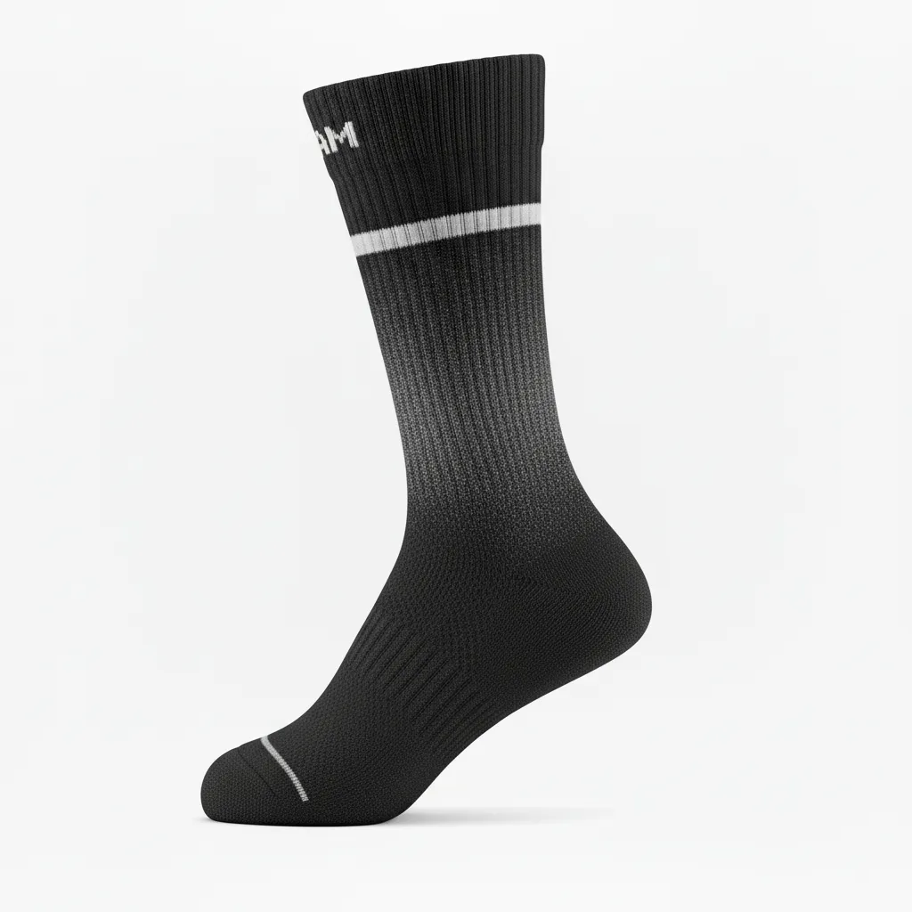 Custom Volleyball Socks - Black, Silver - Metallic Fade - Side View - Kinexa Sportswear