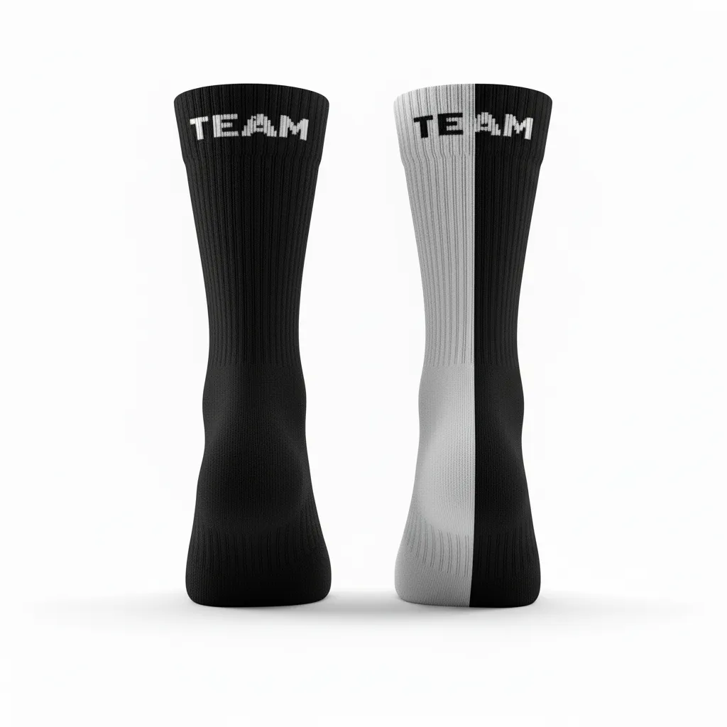 Custom Volleyball Socks - Black, White - Half And Half - Back View - Kinexa Sportswear