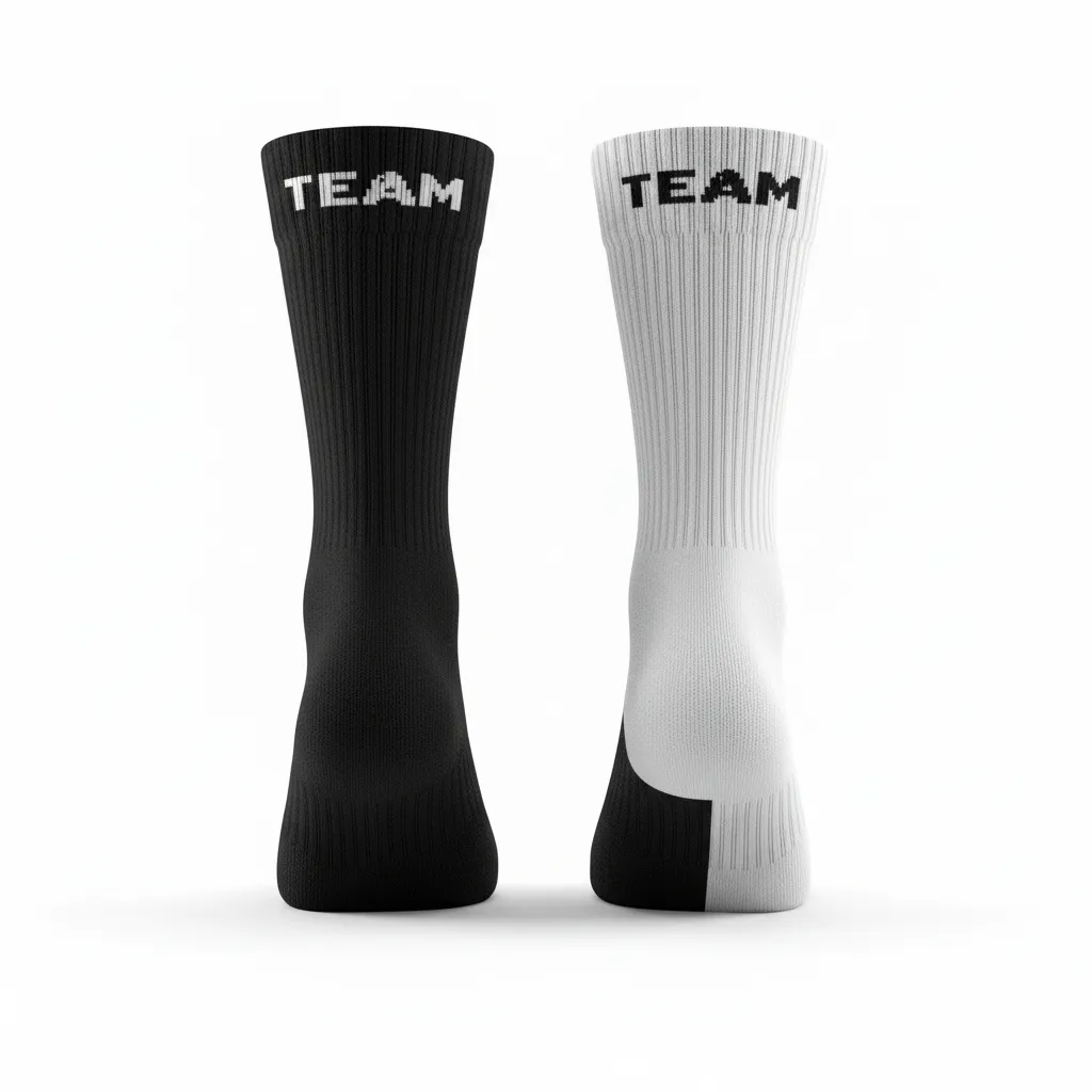 Custom Volleyball Socks - Black, White - Half And Half - Side View - Kinexa Sportswear