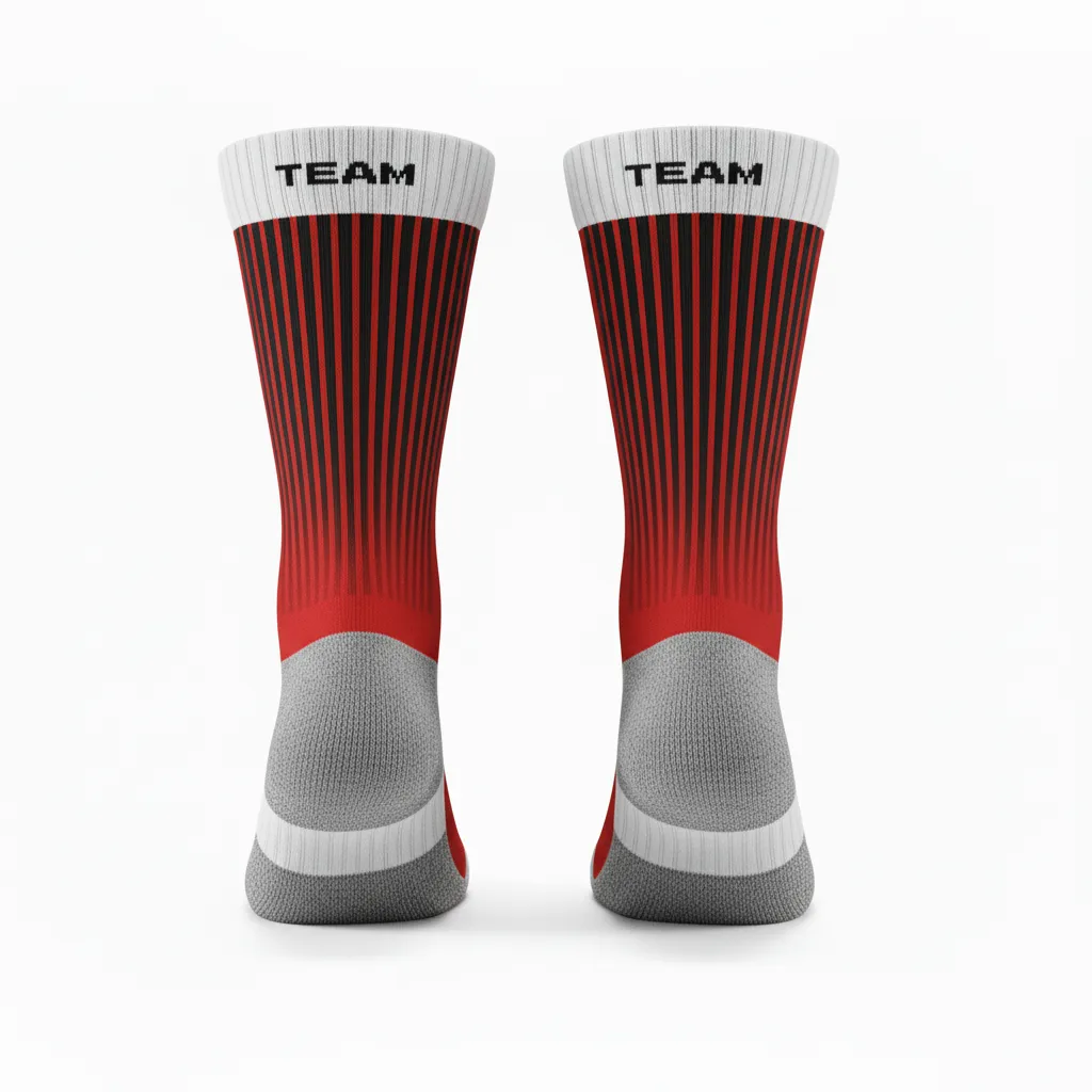 Custom Volleyball Socks - Red, Black - Cardinal Slash Design - Front View - Kinexa Sportswear