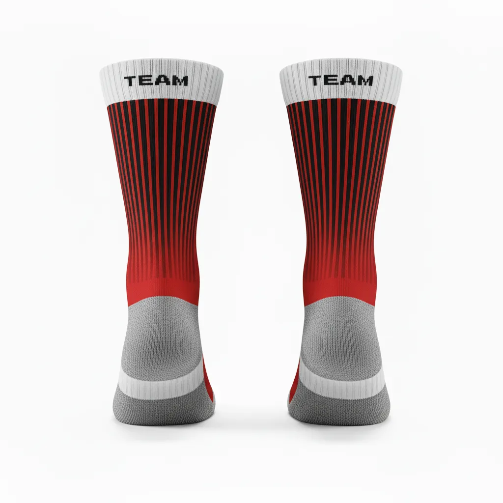Custom Volleyball Socks - Red, Black - Cardinal Slash Design - Side View - Kinexa Sportswear