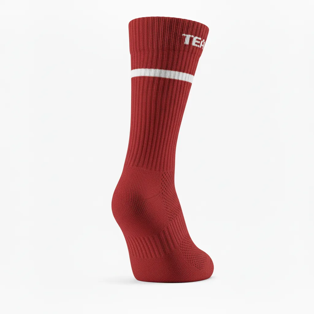 Custom Volleyball Socks - Red, White - Cardinal Minimalist Accent - Back View - Kinexa Sportswear