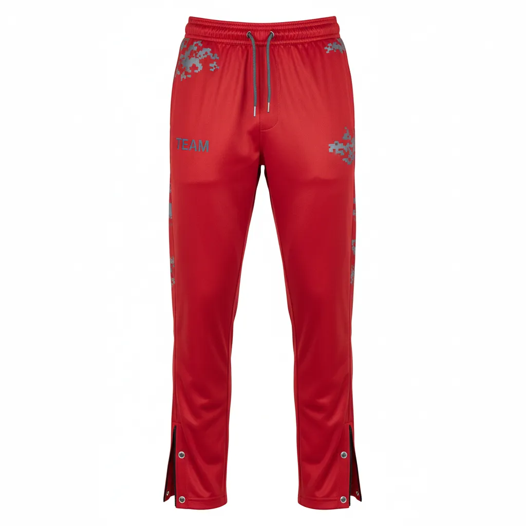 Custom Volleyball Sweat Pant - Red, Grey - Athletic Camo Pattern - Front View - Kinexa Sportswear