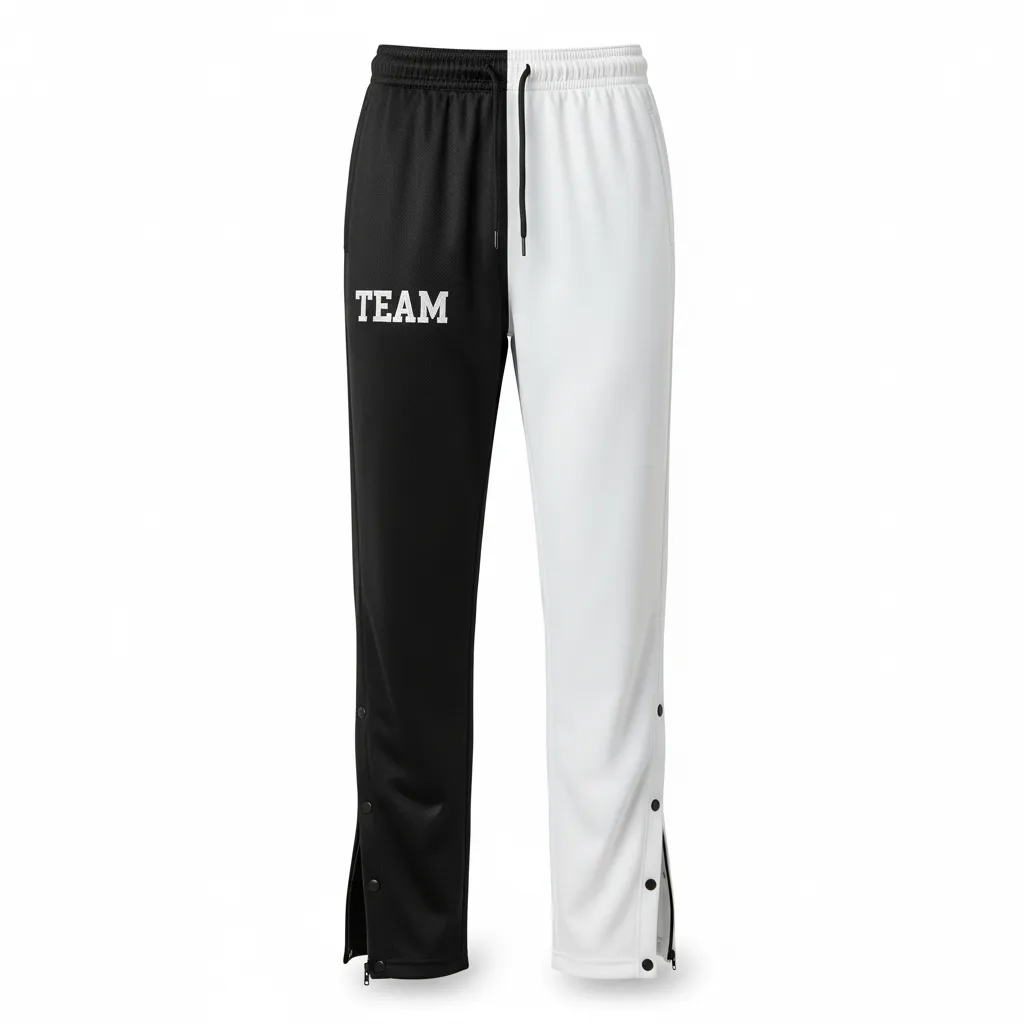 Custom Volleyball Sweat Pant - Black, White - Half And Half - Front View - Kinexa Sportswear