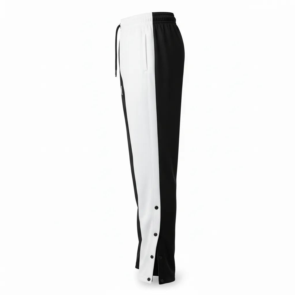 Custom Volleyball Sweat Pant - Black, White - Half And Half - Side View - Kinexa Sportswear