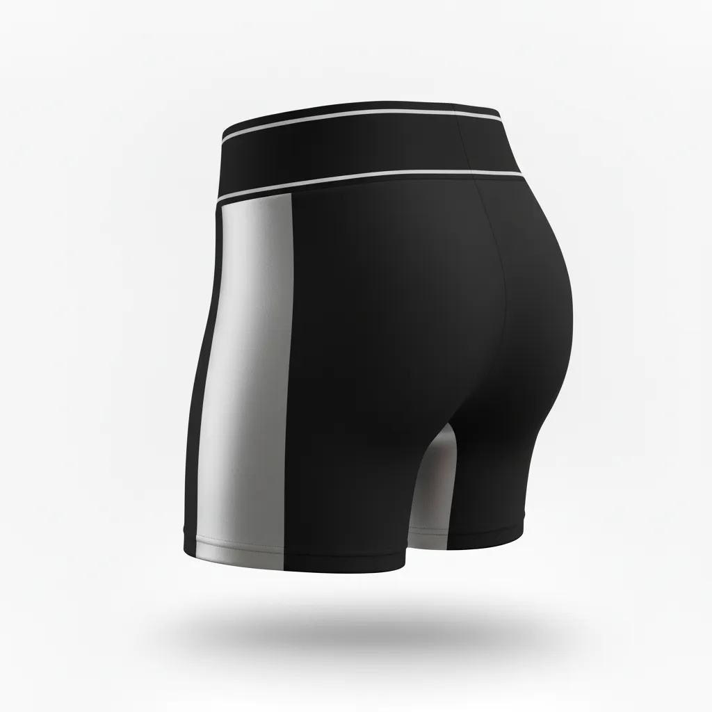 Custom Volleyball Volleyball Competition Shorts - Black, Silver - Metallic Fade - Back View - Kinexa Sportswear
