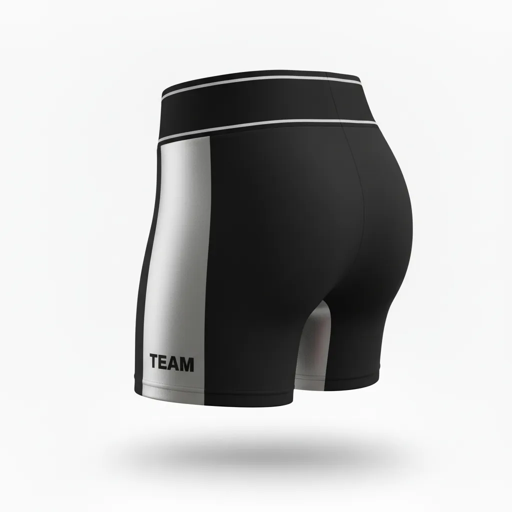 Custom Volleyball Volleyball Competition Shorts - Black, Silver - Metallic Fade - Front View - Kinexa Sportswear