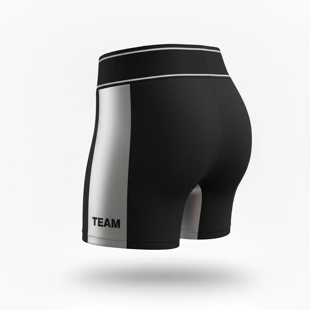 Custom Volleyball Volleyball Competition Shorts - Black, Silver - Metallic Fade - Side View - Kinexa Sportswear