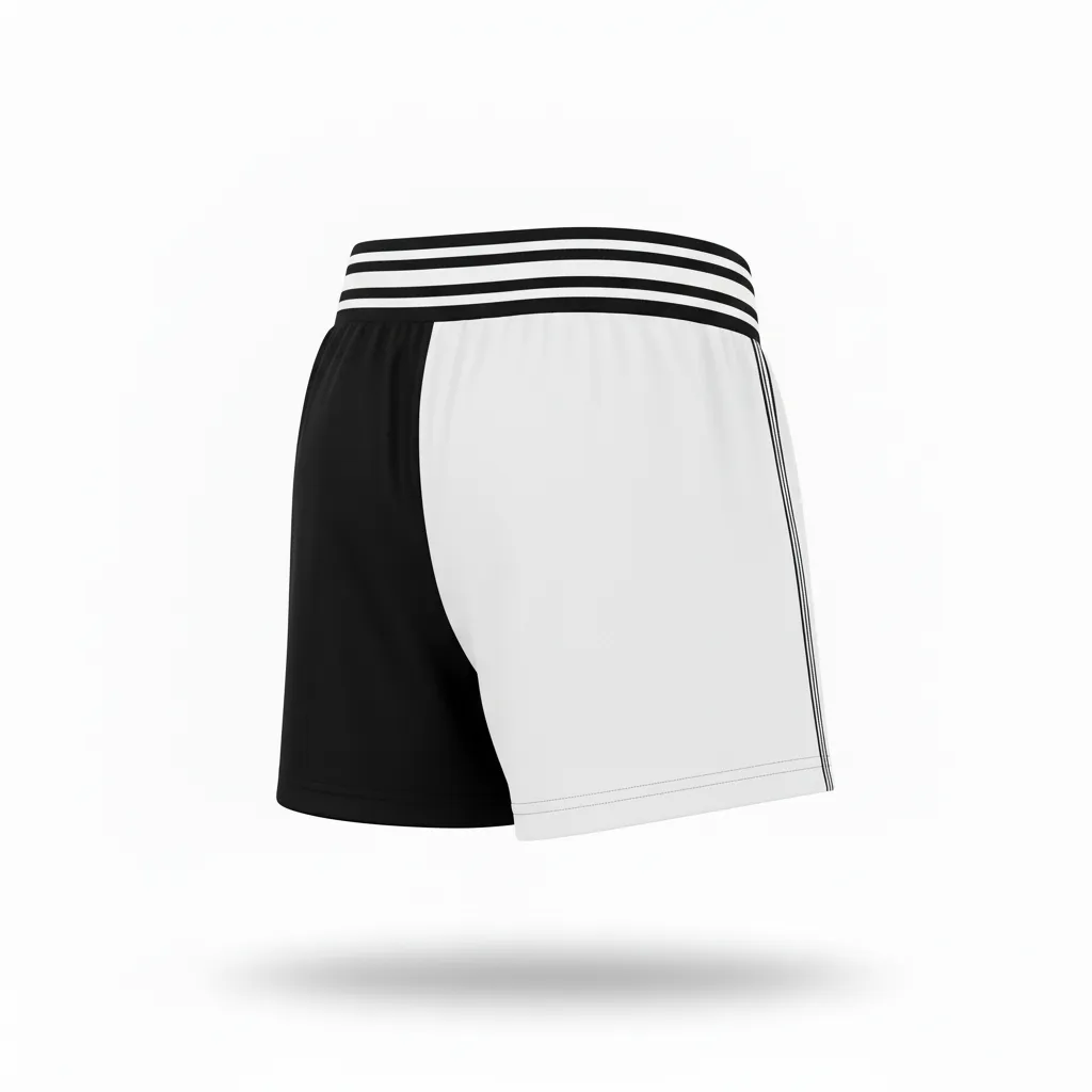 Custom Volleyball Volleyball Competition Shorts - Black, White - Half And Half - Back View - Kinexa Sportswear