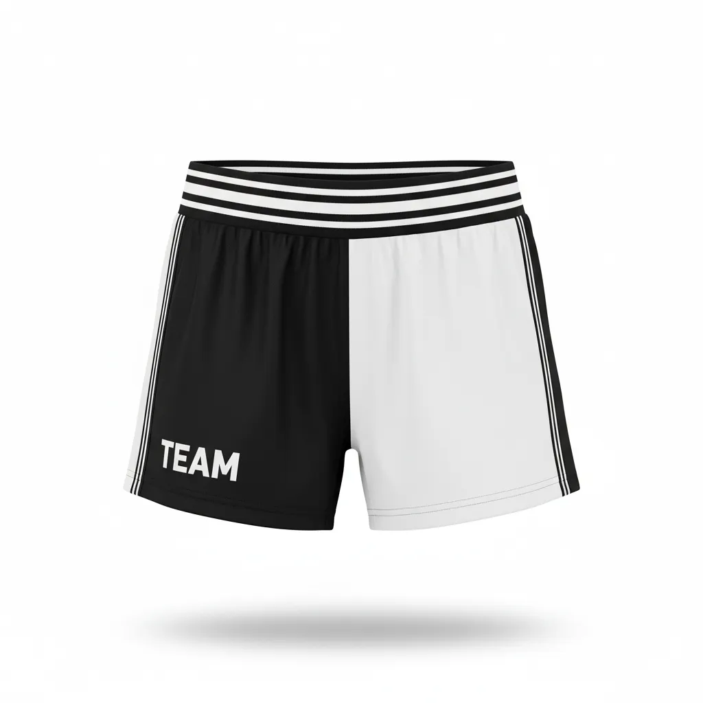 Custom Volleyball Volleyball Competition Shorts - Black, White - Half And Half - Front View - Kinexa Sportswear