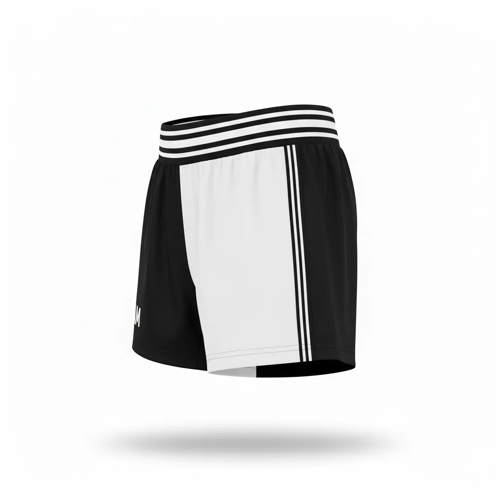 Custom Volleyball Volleyball Competition Shorts - Black, White - Half And Half - Side View - Kinexa Sportswear