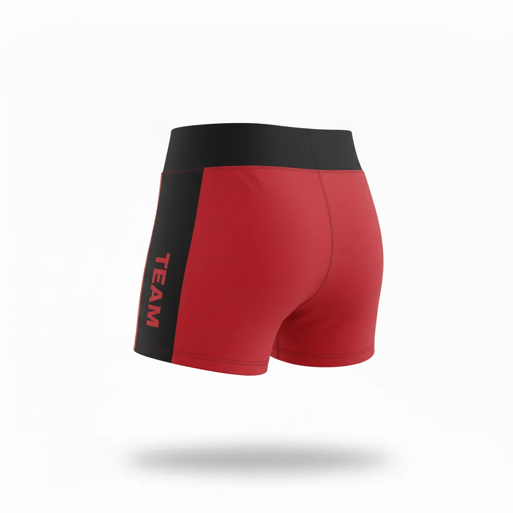Custom Volleyball Volleyball Competition Shorts - Red, Black - Cardinal Slash Design - Back View - Kinexa Sportswear