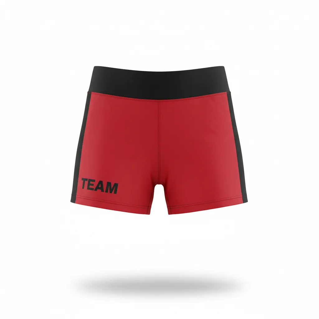 Custom Volleyball Volleyball Competition Shorts - Red, Black - Cardinal Slash Design - Front View - Kinexa Sportswear
