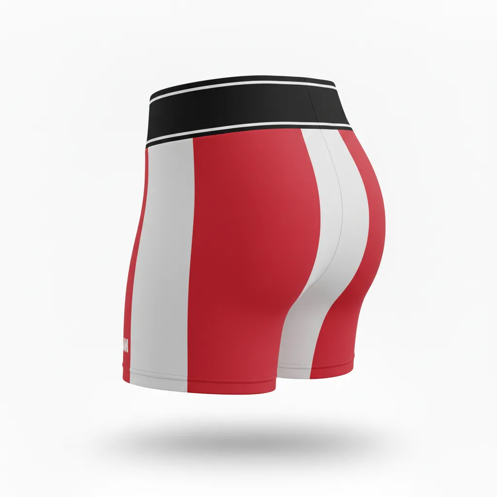 Custom Volleyball Volleyball Competition Shorts - Red, White - Cardinal Minimalist Accent - Back View - Kinexa Sportswear