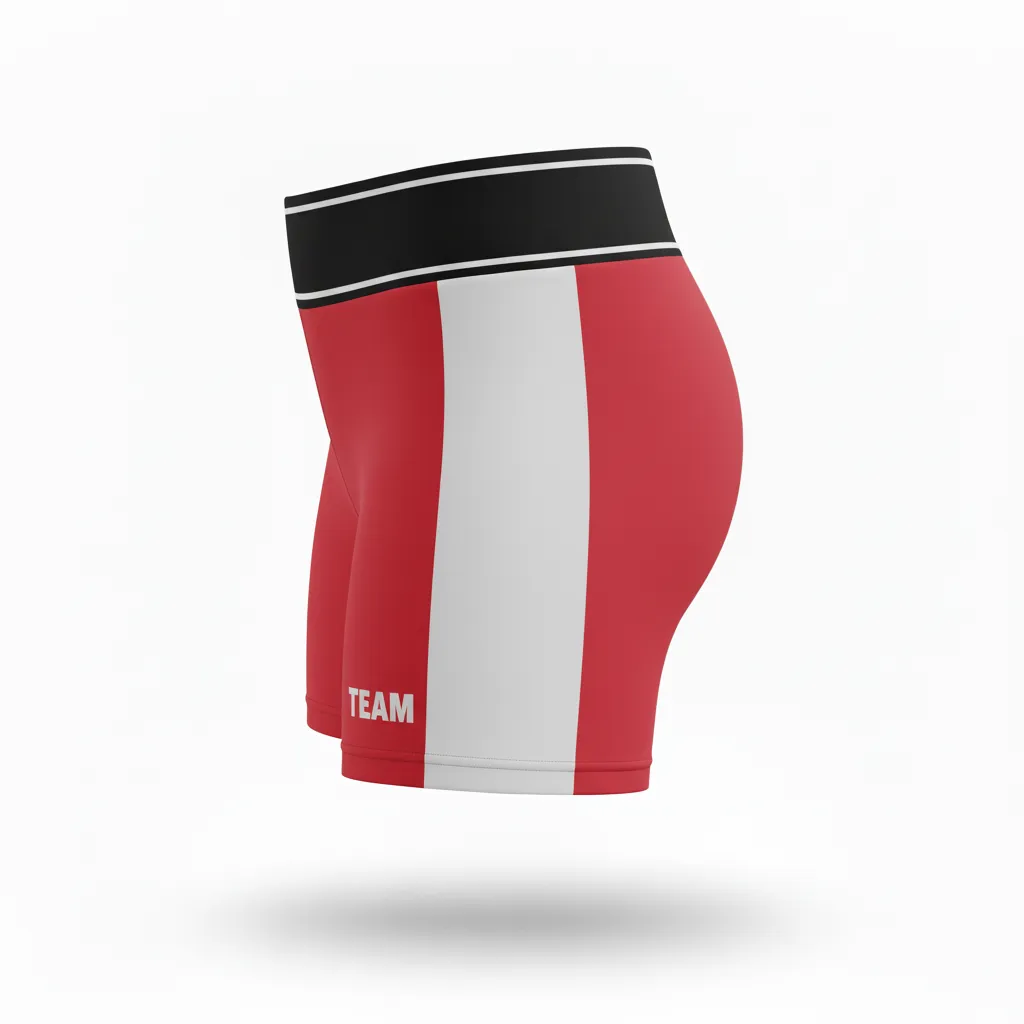 Custom Volleyball Volleyball Competition Shorts - Red, White - Cardinal Minimalist Accent - Front View - Kinexa Sportswear