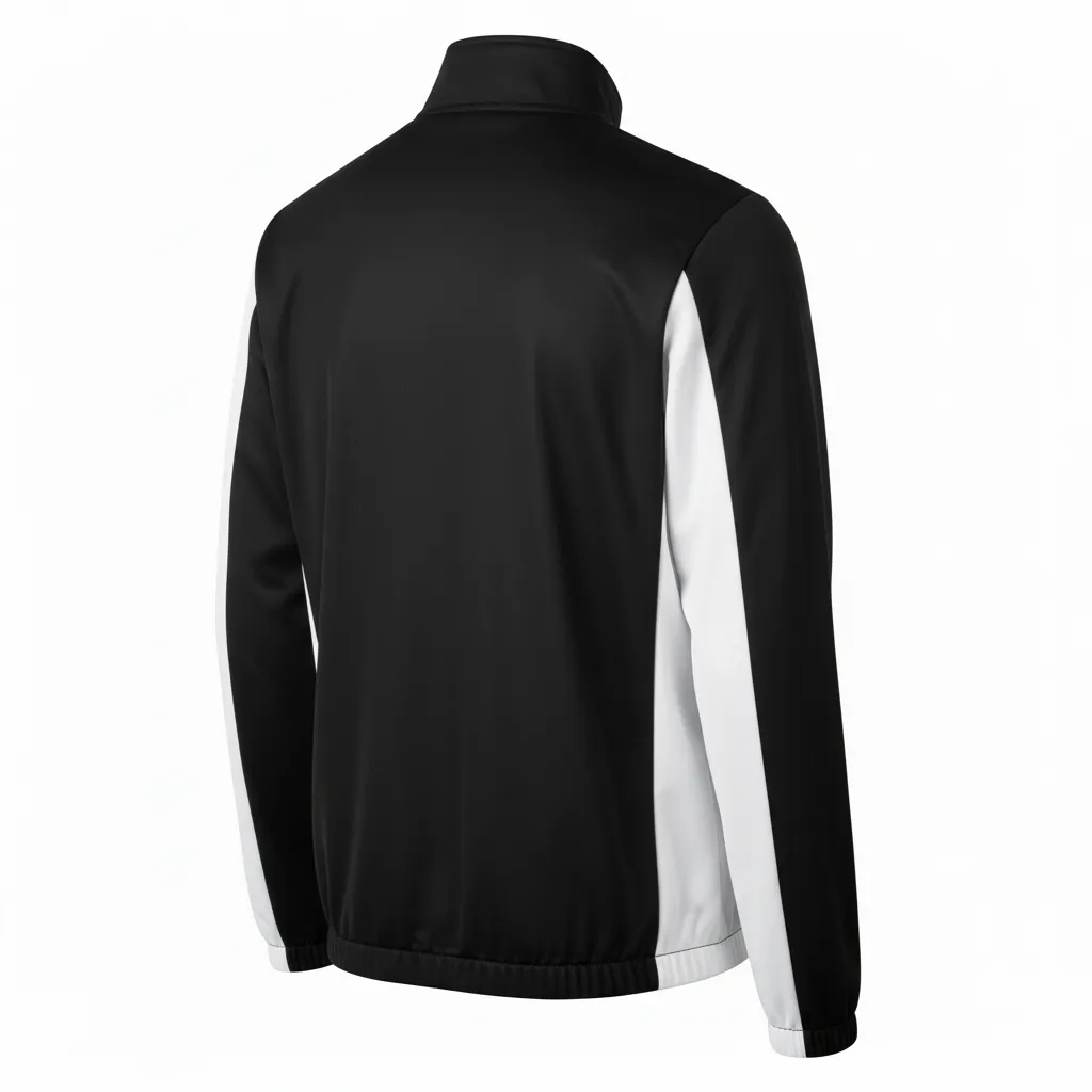 Custom Volleyball Warm Up Jacket - Black, White - Half And Half - Back View - Kinexa Sportswear