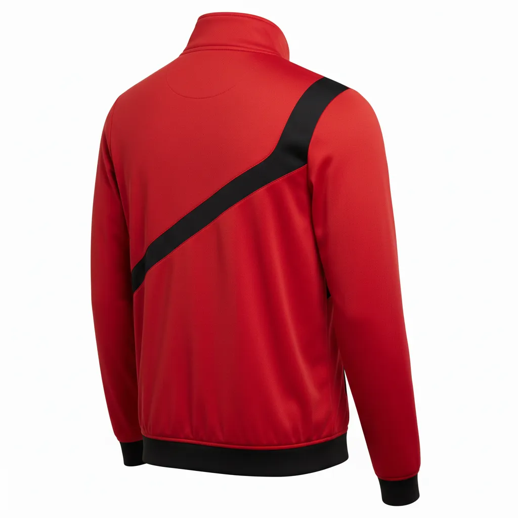 Custom Volleyball Warm Up Jacket - Red, Black - Cardinal Slash Design - Back View - Kinexa Sportswear