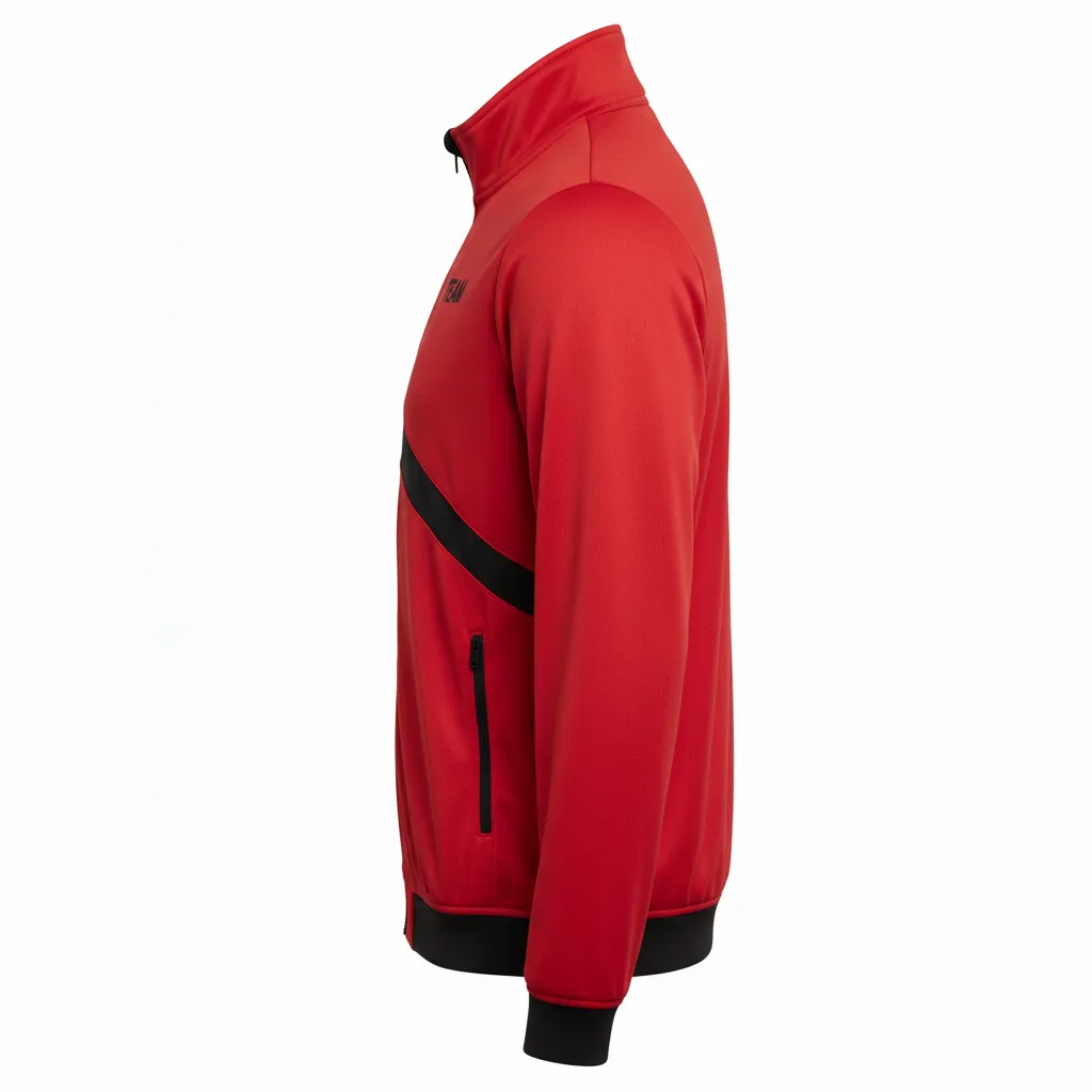 Custom Volleyball Warm Up Jacket - Red, Black - Cardinal Slash Design - Side View - Kinexa Sportswear