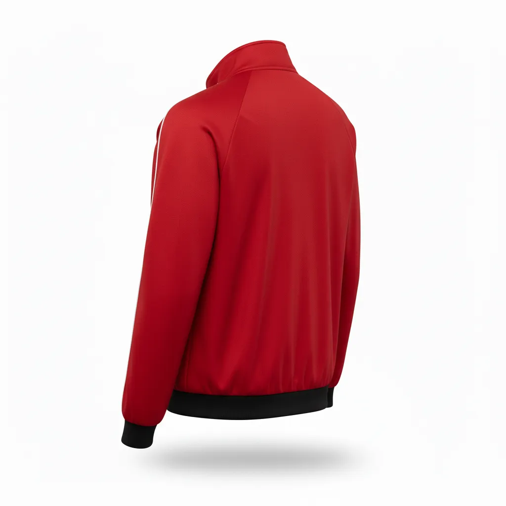 Custom Volleyball Warm Up Jacket - Red, White - Cardinal Minimalist Accent - Back View - Kinexa Sportswear