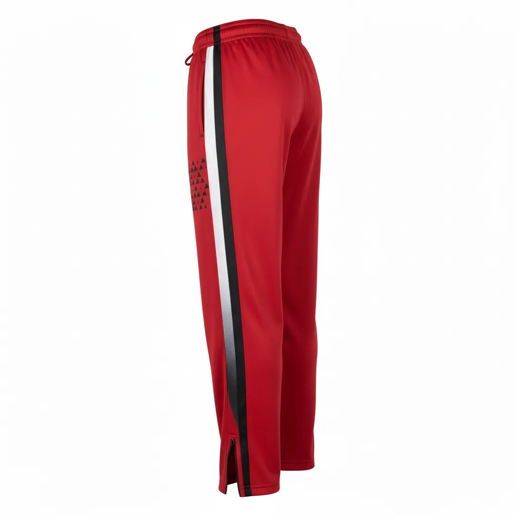 Custom Volleyball Warm Up Pant - Red, Black - Athletic Geometric Triangles - Back View - Kinexa Sportswear