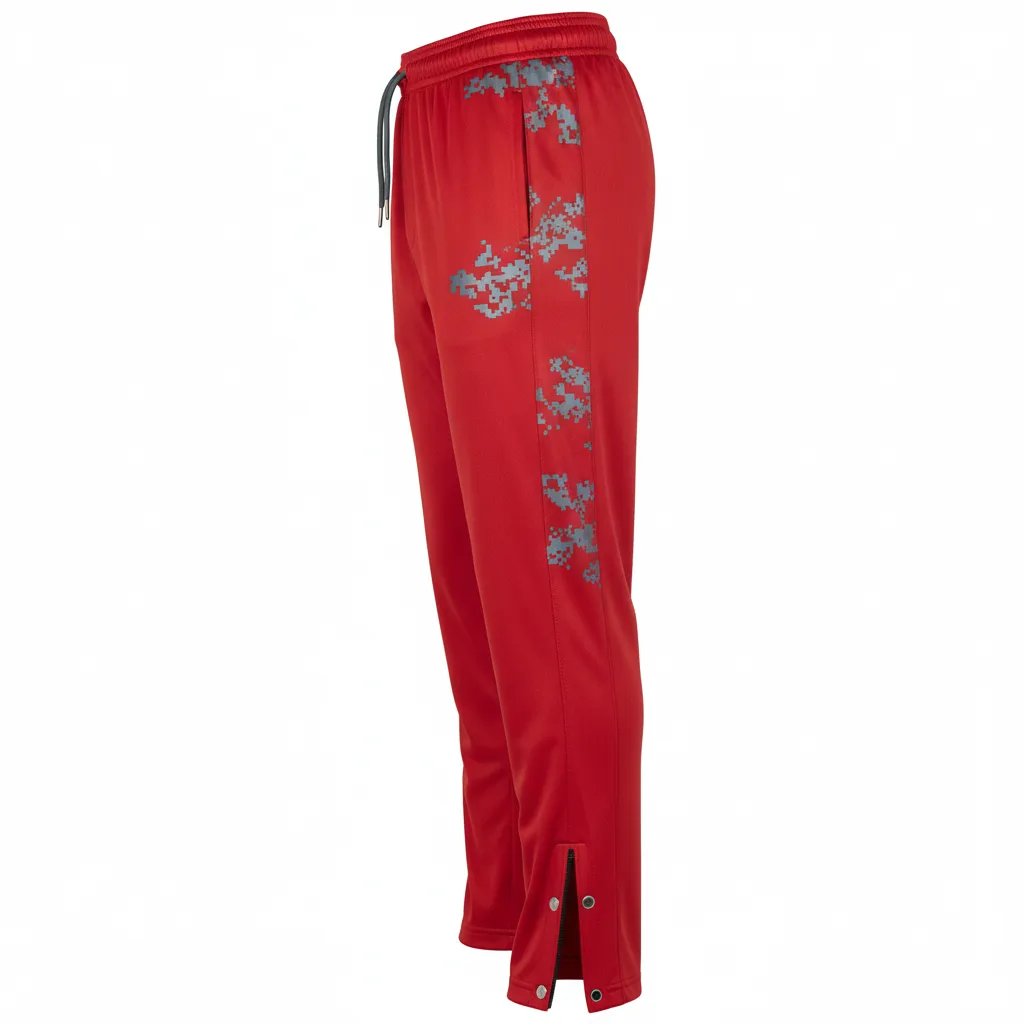 Custom Volleyball Warm Up Pant - Red, Grey - Athletic Camo Pattern - Side View - Kinexa Sportswear