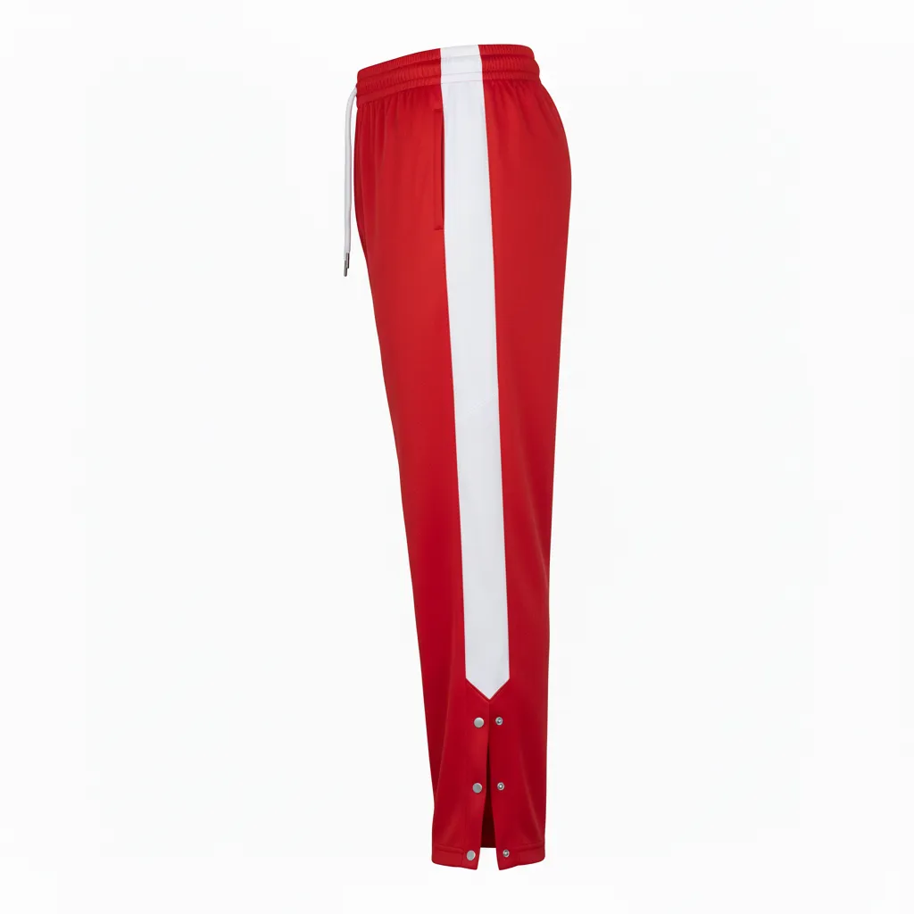 Custom Volleyball Warm Up Pant - Red, White - Athletic Racing Stripe - Side View - Kinexa Sportswear