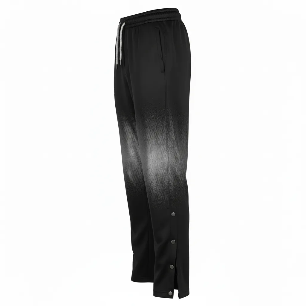 Custom Volleyball Warm Up Pant - Black, Silver - Metallic Fade - Side View - Kinexa Sportswear