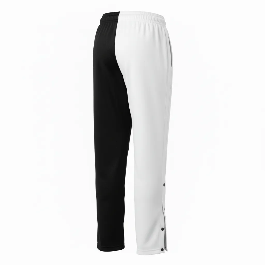 Custom Volleyball Warm Up Pant - Black, White - Half And Half - Back View - Kinexa Sportswear