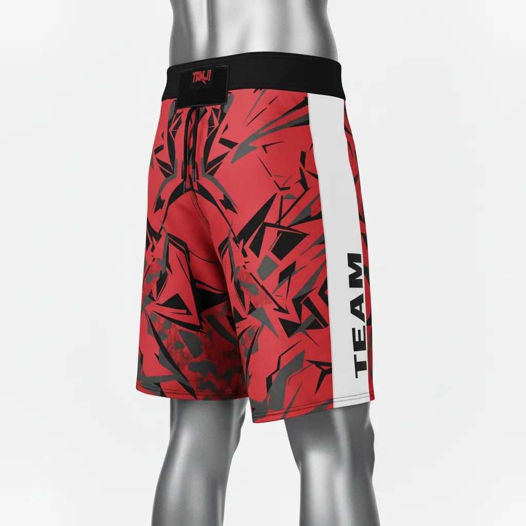 Custom Wrestling Board Style Fight Shorts - White - Cardinal Panel - Front View - Kinexa Sportswear