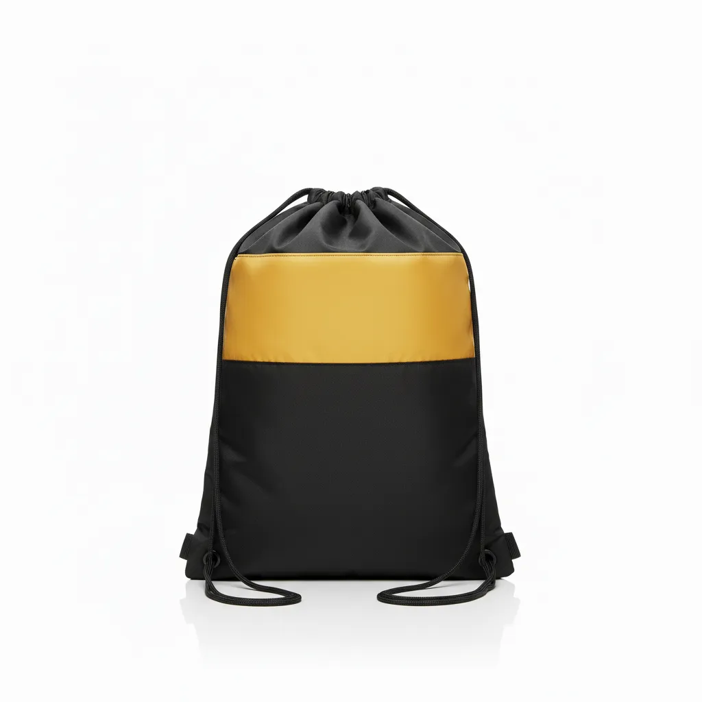 Custom Wrestling Cinch Bag - Black, Gold - Vegas Front Panel - Back View - Kinexa Sportswear