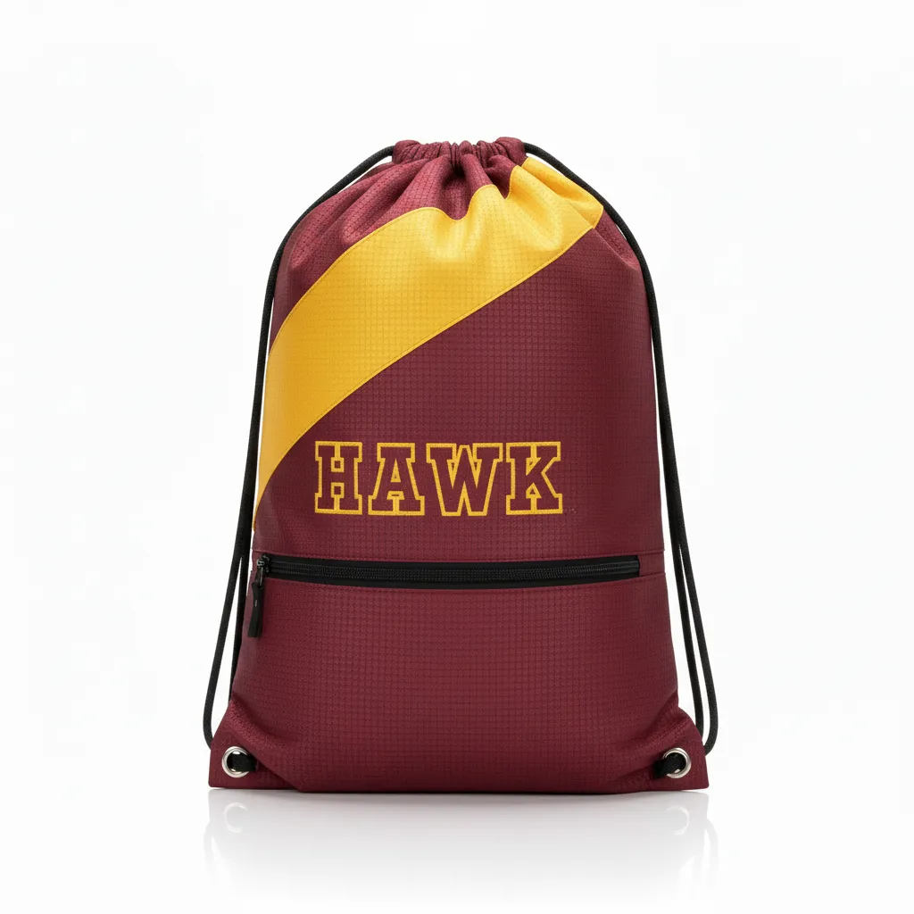 Custom Wrestling Cinch Bag - Burgundy, Gold - Vegas Contrast Stripe - Back View - Kinexa Sportswear