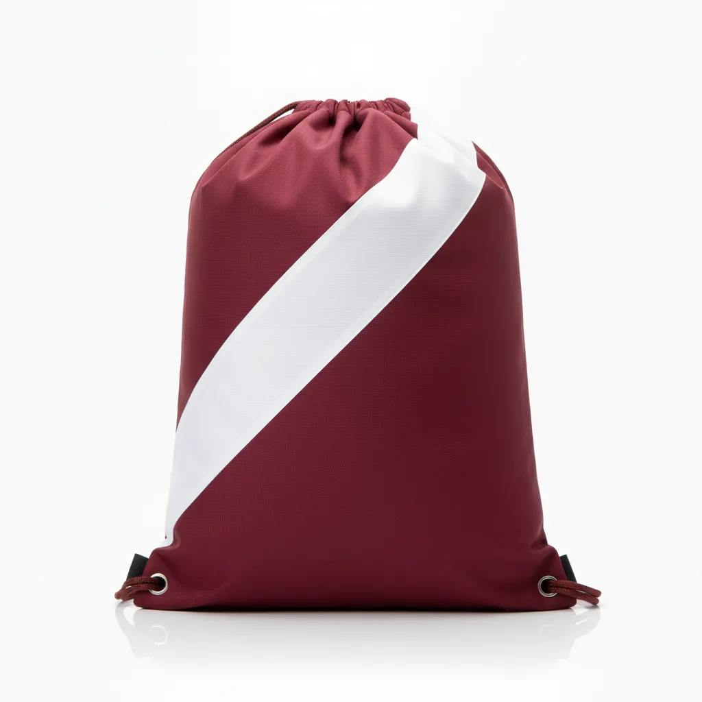 Custom Wrestling Cinch Bag - Burgundy, White - Contrast Stripe - Back View - Kinexa Sportswear